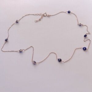 🧿925 Silver necklace evileye double sided glass chain 14k rose gold plated